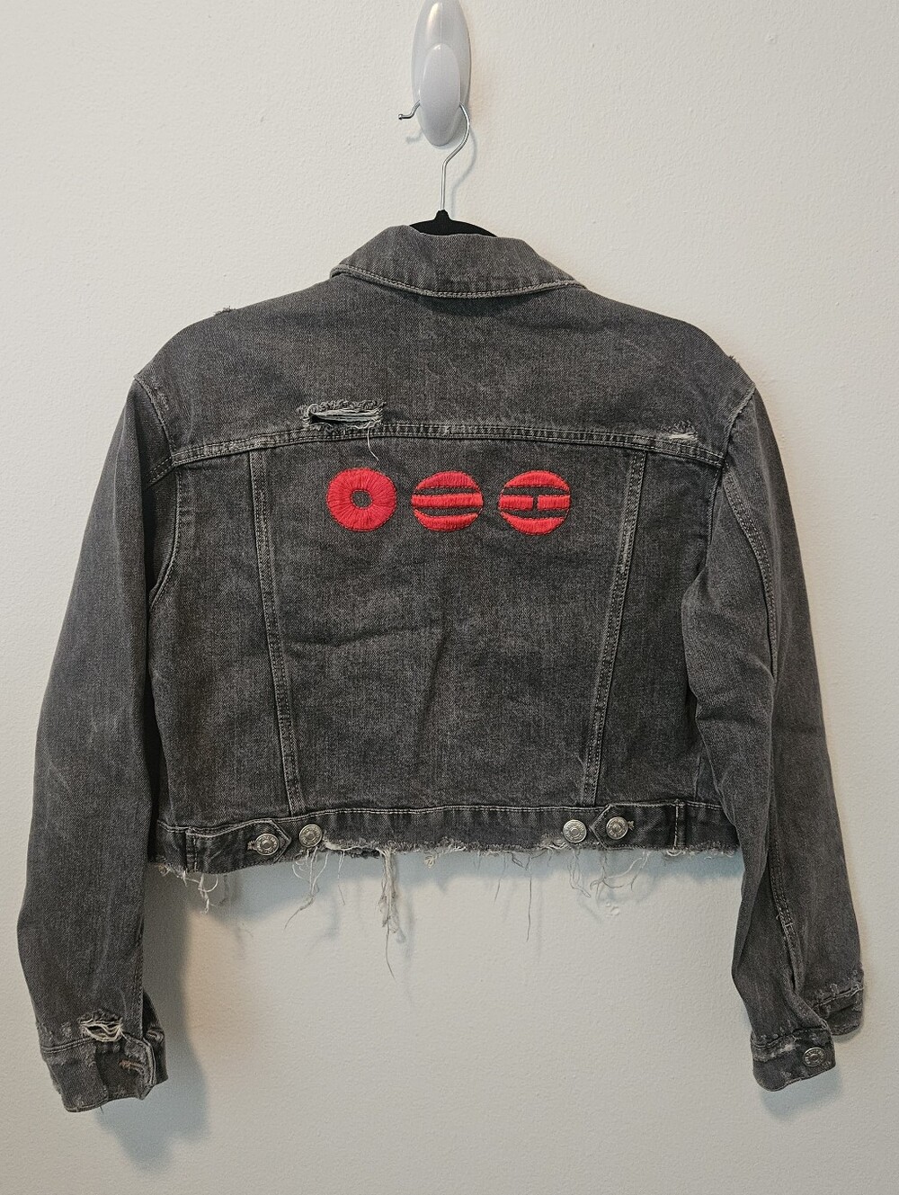 Zara Distressed Denim Jacket With BTS Arirang Logo